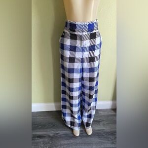 Elegant Checkered Wide Leg Pants